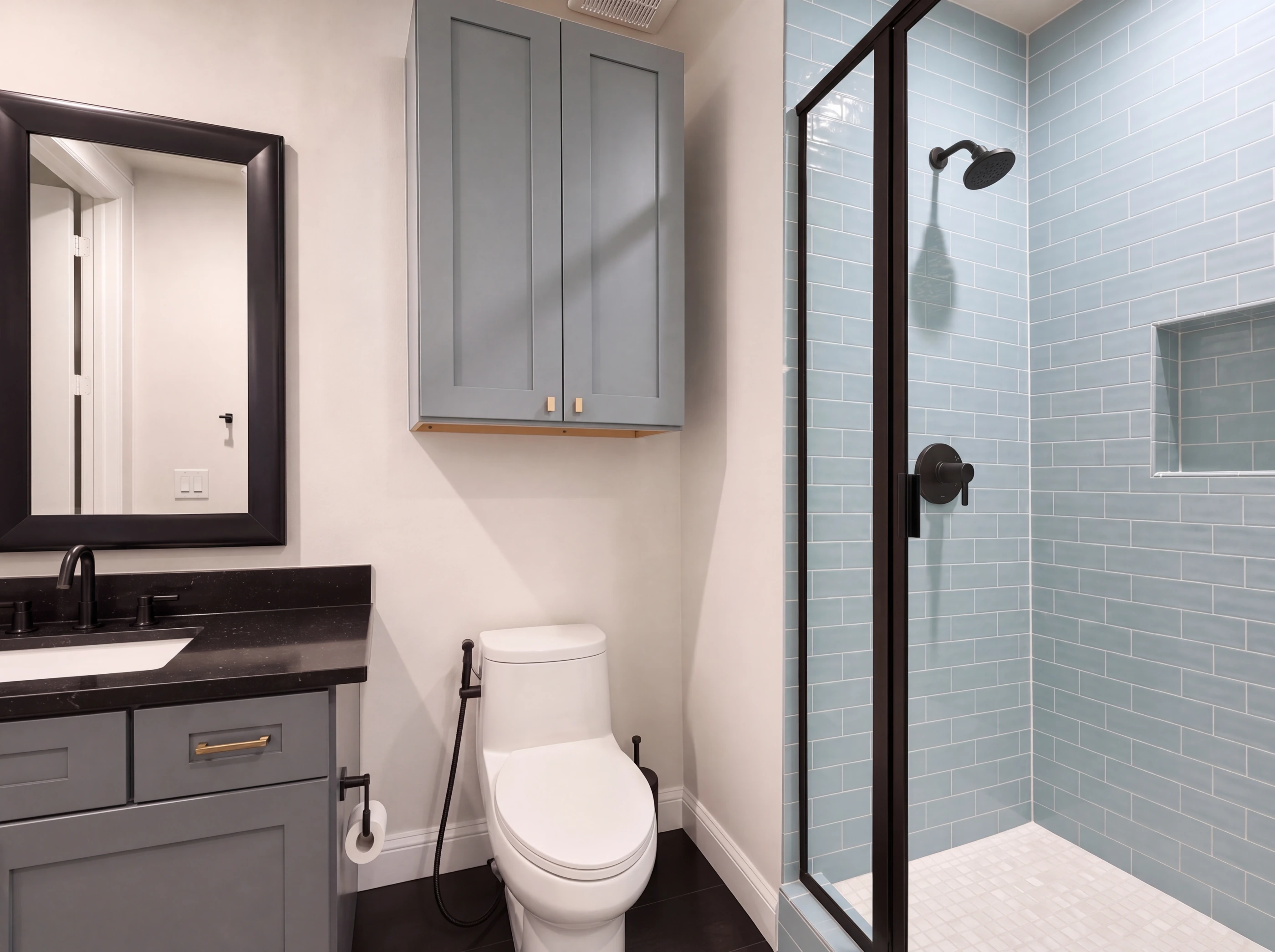 Guest bath with glass shower